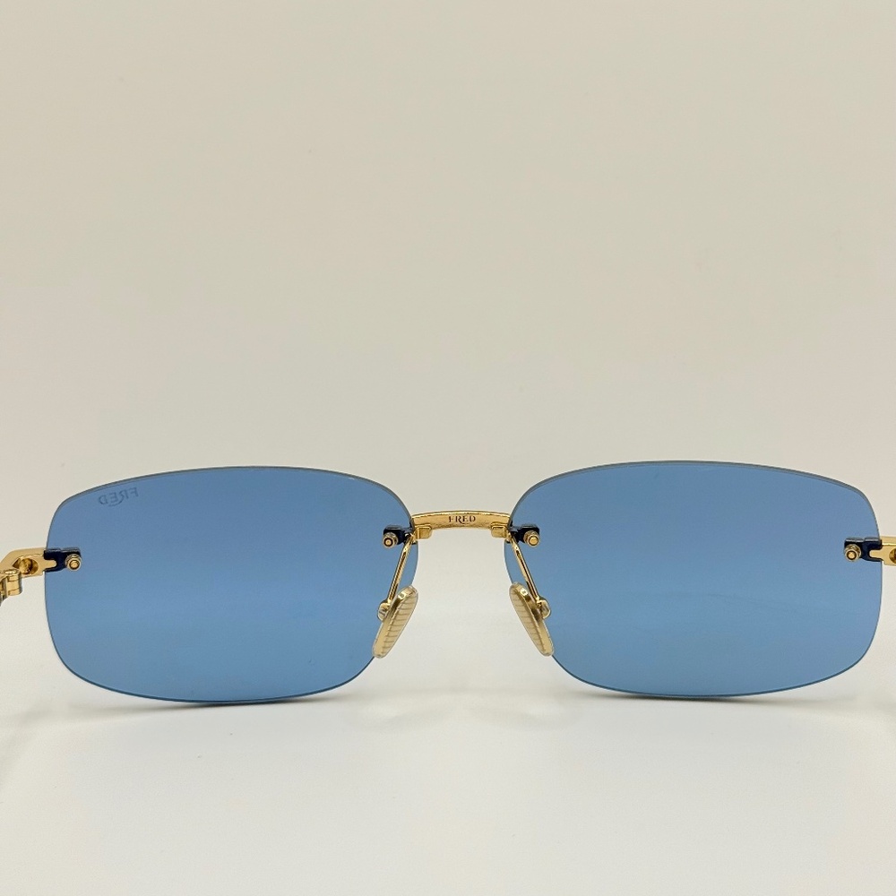 FRED FG40049U 30V Shiny Gold/Blue Sunglasses 60-14-145 NEW (Replacement Box) - Picture 11 of 16